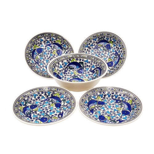 Service à couscous assiettes creuses Poissons Bleus - 4 pers 2