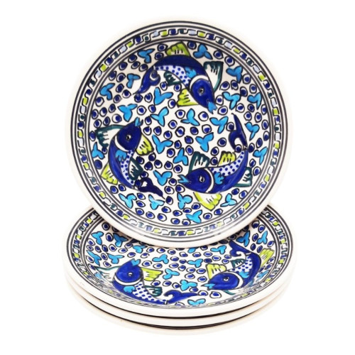 Lot de 4 assiettes creuses Poissons Bleus - D 24 cm 2