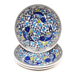 Lot de 4 assiettes creuses artisanales Poissons Bleus – Vaisselle fait main