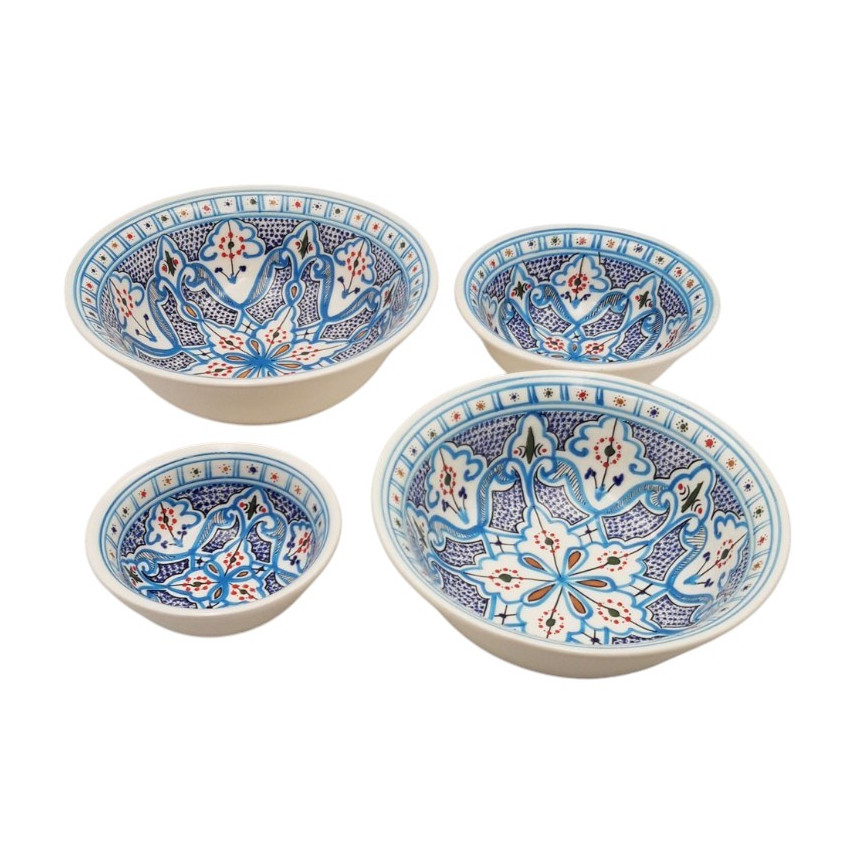 Lot de 4 saladiers artisanaux marocain turquoise – Céramique fait main
