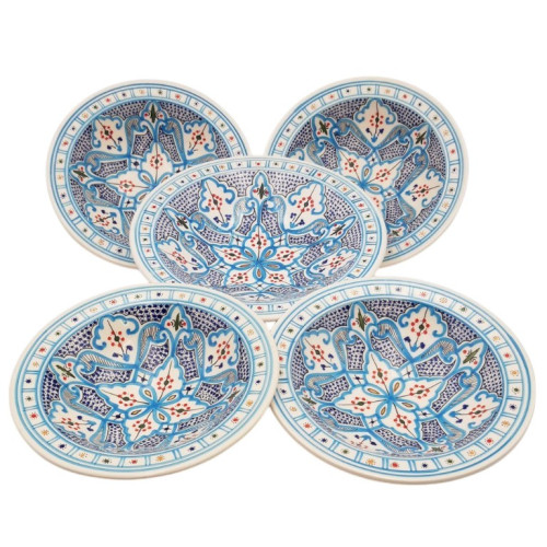 Service à couscous assiettes creuses Tebsis Marocain Turquoise - 4 pers