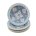 Lot de 4 assiettes creuses Tebsi Marocain Turquoise - D 23 cm