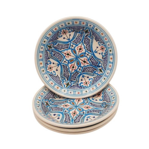 Lot de 4 assiettes creuses Marocain Turquoise - D 24 cm