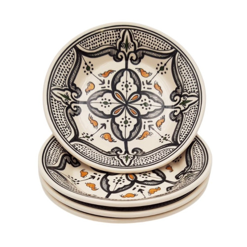 Lot de 4 assiettes creuses Marocain Noir - D 24 cm