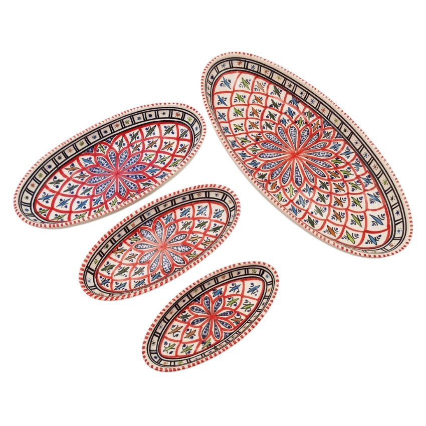 Lot de 4 plats ovales Bakir rouge