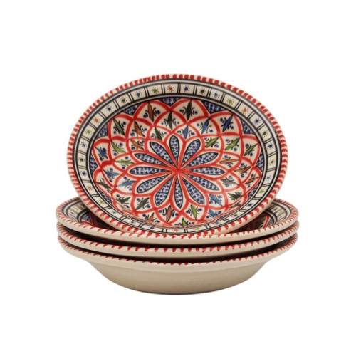 Lot de 4 assiettes creuses Bakir rouge - D 24 cm