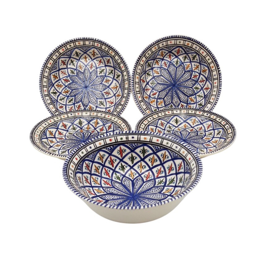 Service à couscous assiettes creuses Bakir bleu - 4 pers