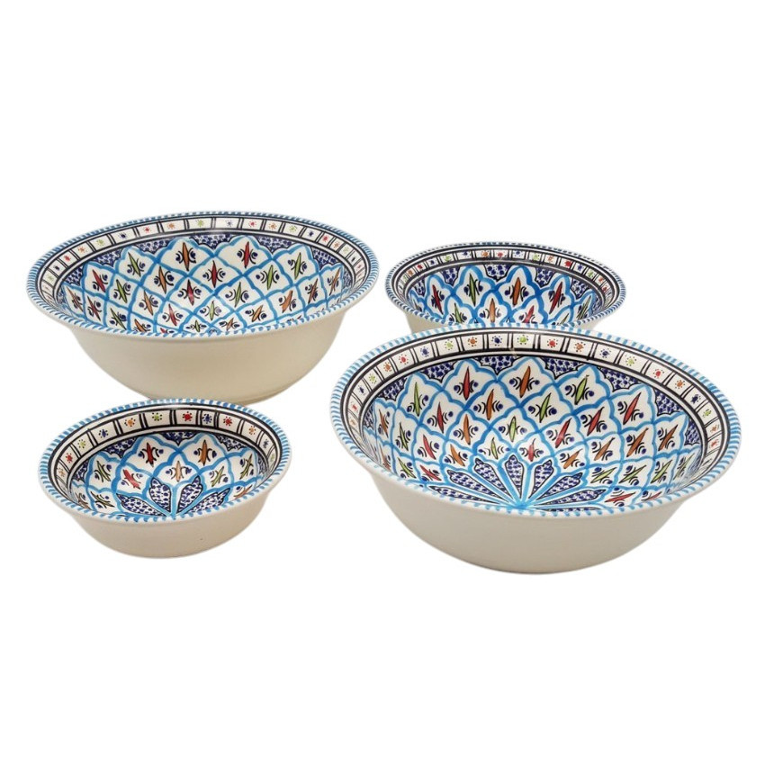Lot de 4 saladiers artisanaux Bakir Turquoise – Vaisselle fait main
