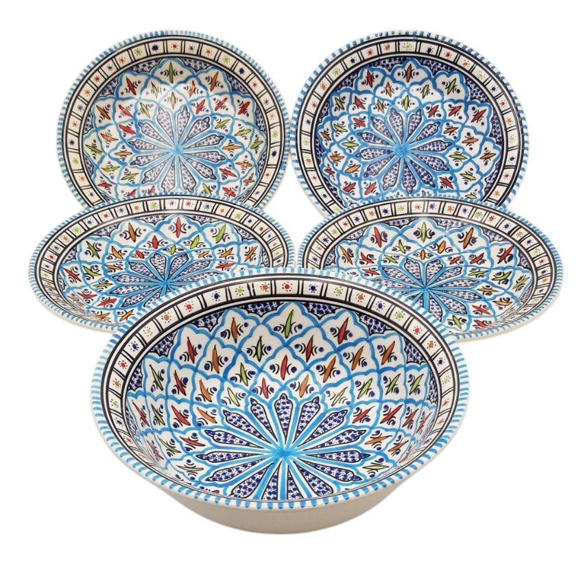 Service à couscous assiettes creuses Bakir turquoise - 4 pers
