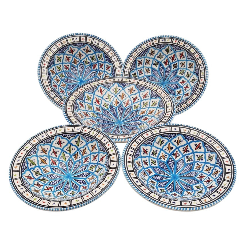 Service à couscous assiettes creuses Tebsis Bakir turquoise - 4 pers