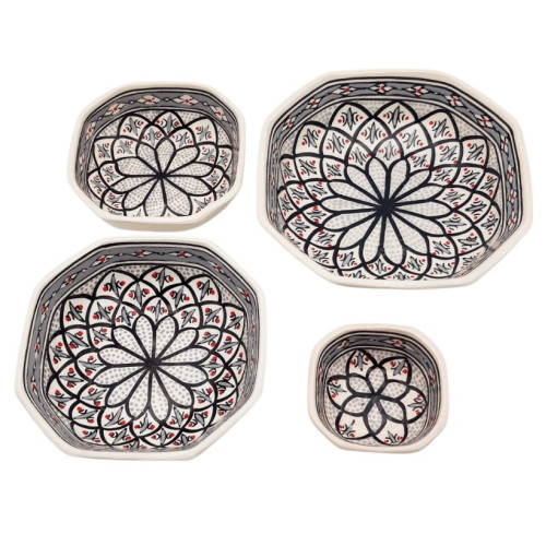 Lot de 4 plats octogonales Bakir gris