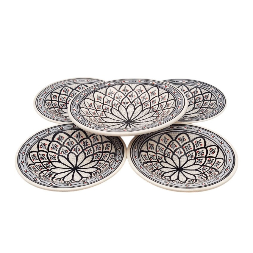 Service à couscous assiettes creuses Tebsis Bakir gris - 4 pers