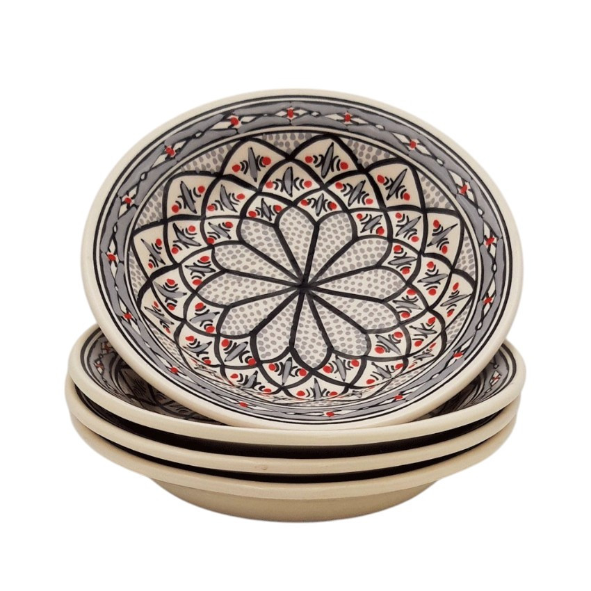 Lot de 4 assiettes creuses Bakir gris - D 24 cm