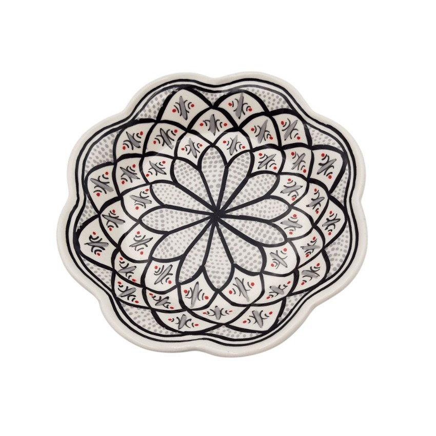 Lot de 4 assiettes creuses fleur Bakir gris - D 23 cm