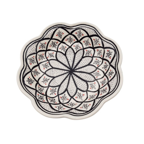 Lot de 4 assiettes creuses fleur Bakir gris - D 23 cm