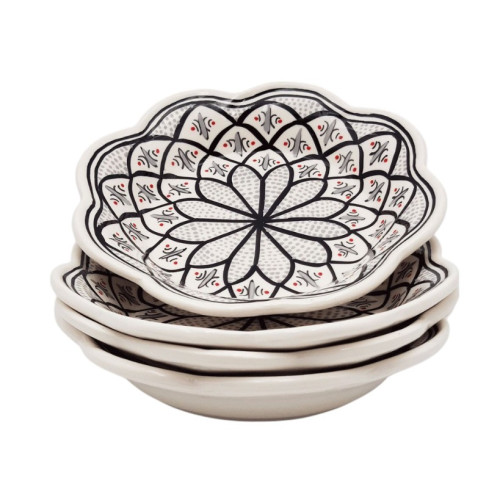 Lot de 4 assiettes creuses fleur Bakir gris - D 23 cm