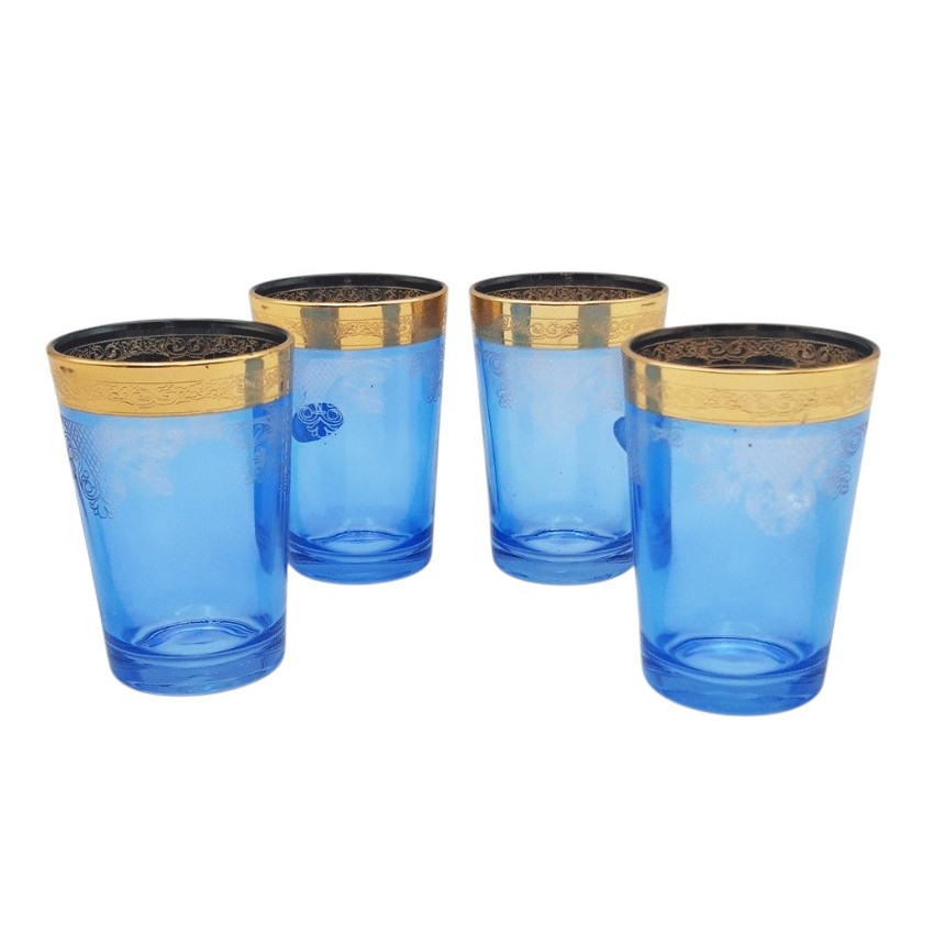 Verres à thé bleu Rayan 20 cl x 4 - Coffret