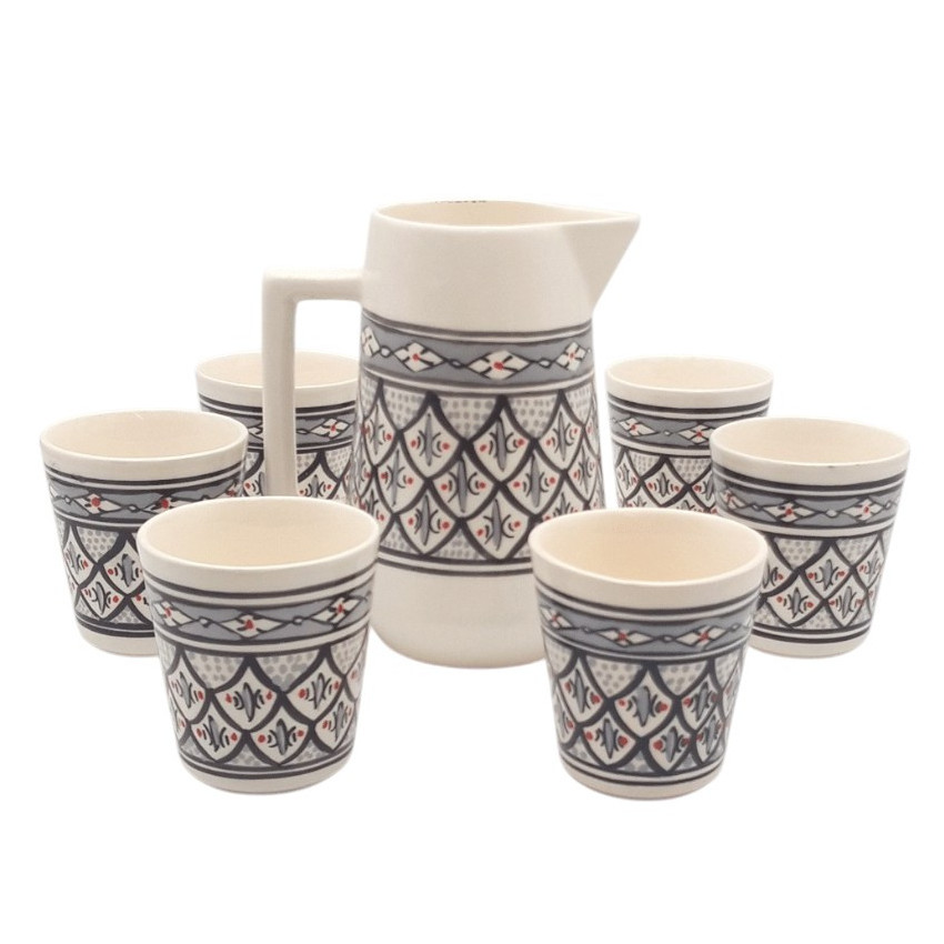 Service à boisson grande cruche 6 personnes Bakir Gris