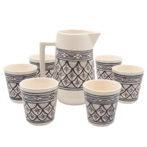 Service à boisson grande cruche 6 personnes Bakir Gris