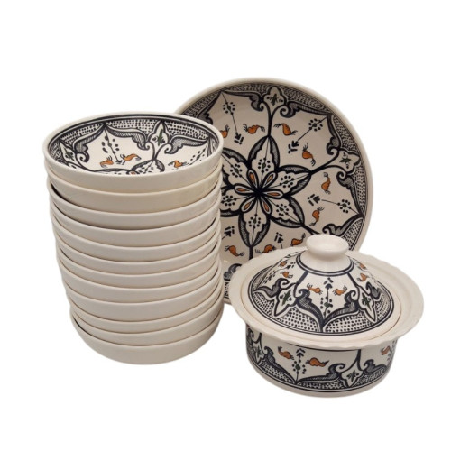 Service à couscous assiettes jattes Marocain noir - 12 pers 2