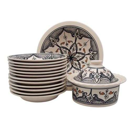 Service à couscous assiettes creuses Marocain noir - 12 pers 2