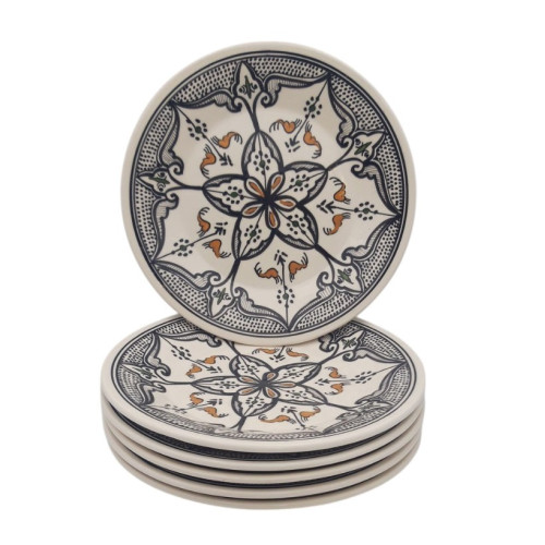 Lot de 6 assiettes plates Marocain noir - D 28 cm