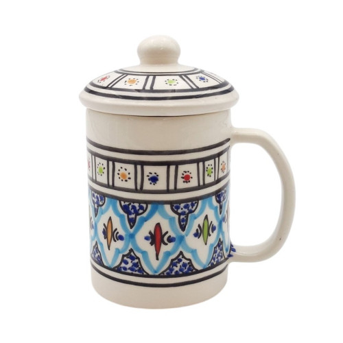 Tasse avec couvercle en céramique 30 cL Bakir Turquoise