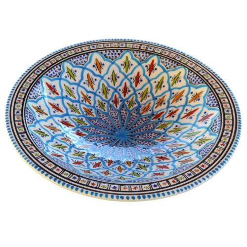 Plat traditionnel Tebsi Bakir turquoise - D 27 cm 2