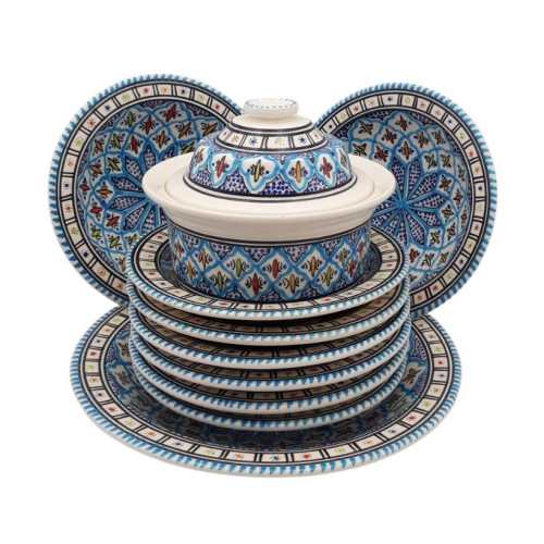 Service à couscous assiettes Tebsis Bakir turquoise - 8 pers 2