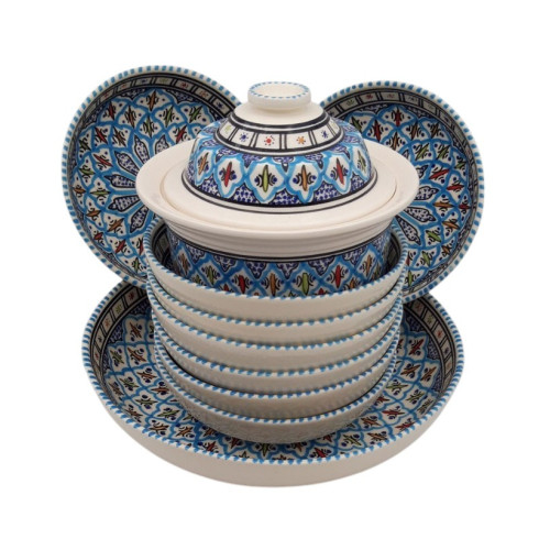 Service à couscous assiettes jattes Bakir turquoise - 8 pers 2