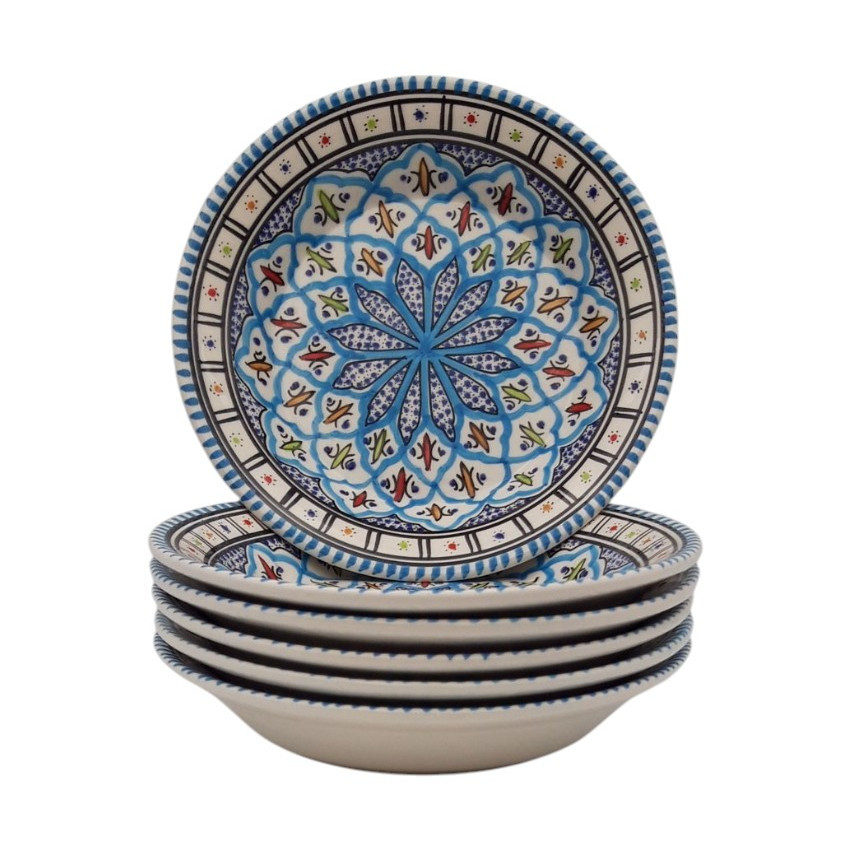 Lot de 6 assiettes creuses Bakir turquoise - D 24 cm