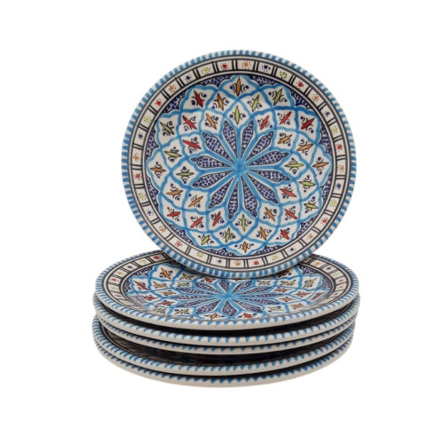 Lot de 6 assiettes plates Bakir turquoise - D 24 cm