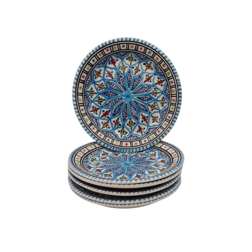 Lot de 6 assiettes à entrée ou dessert Bakir turquoise - D 20 cm