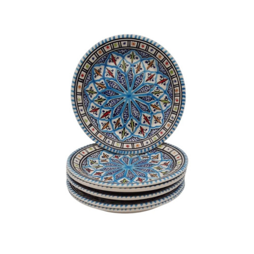 Lot de 6 assiettes à entrée ou dessert Bakir turquoise - D 20 cm