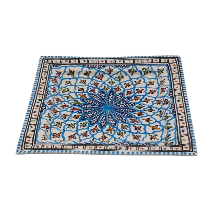 Plat carré Bakir turquoise - L 30 cm