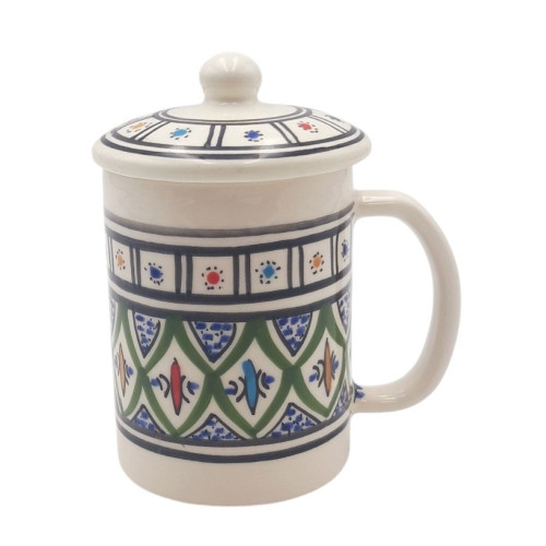 Tasse avec couvercle en céramique 25 cL Bakir Vert