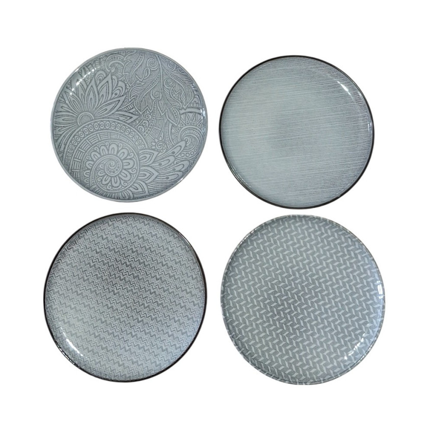 Lot de 4 assiettes à entrée ou à dessert Cuator Gris