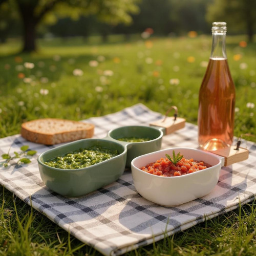 Coupelle Apéro avec poignet Vert - D 34.5*9.5*5.5 cm