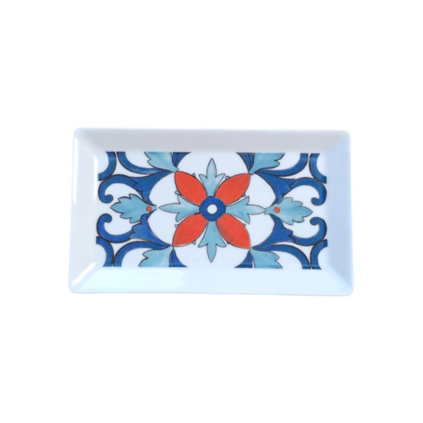 Assiette plate rectangle en porcelaine - 25.5*15*2.5 cm - Arabesque