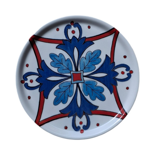 Assiette à pizza 33 cm de diamètre Floral Bleu