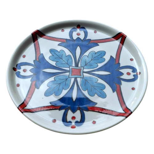 Assiette à pizza 33 cm de diamètre Floral Bleu
