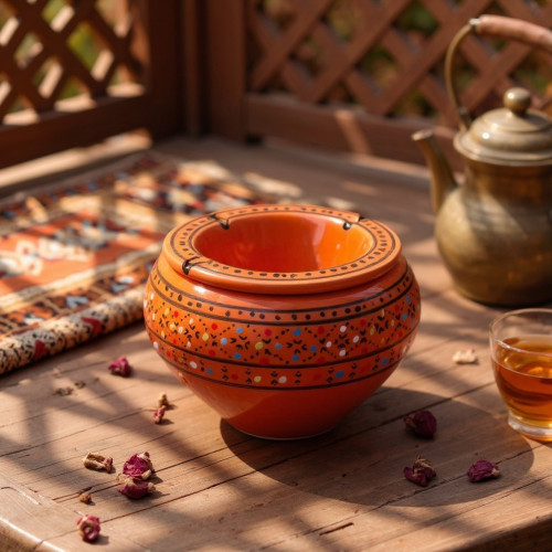 Cendrier marocain Marrakech Orange - Grand modèle