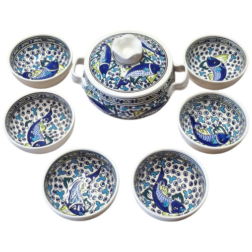 Service à soupe Poissons Bleus - 6 personnes