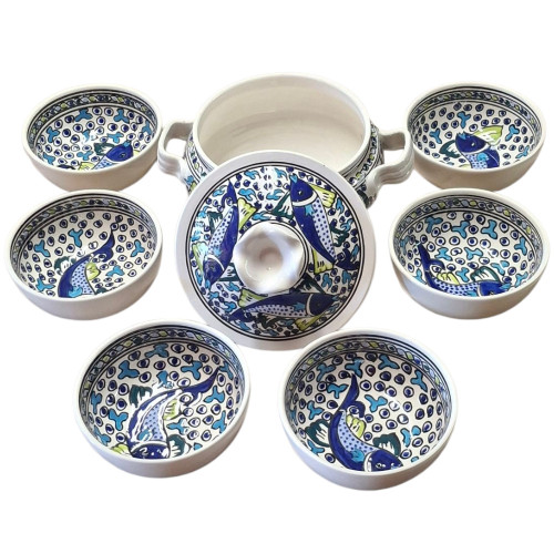 Service à soupe Poissons Bleus - 6 personnes