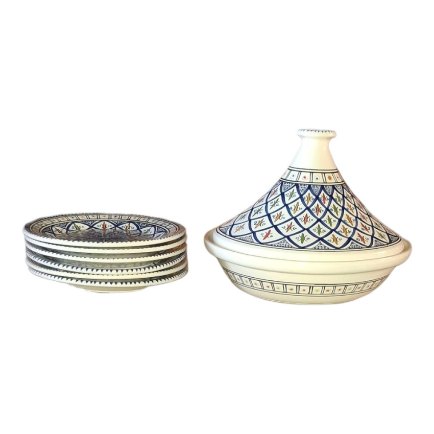 Service tajine assiettes plates Bakir Bleu - 6 pers