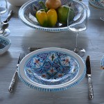 Service à couscous Marocain turquoise assiettes Tebsi - 6 pers
