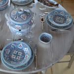 Assiette plate Marocain turquoise Liseré - D 28 cm