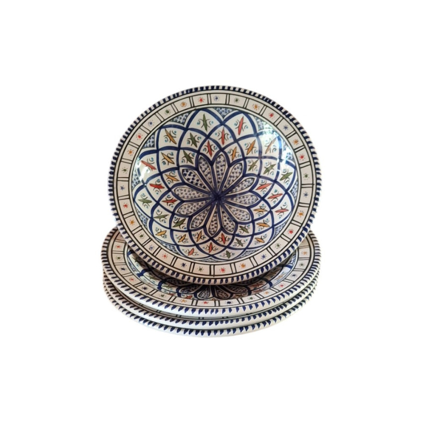 Lot de 4 assiettes creuses Tebsi Bakir bleu - D 23 cm