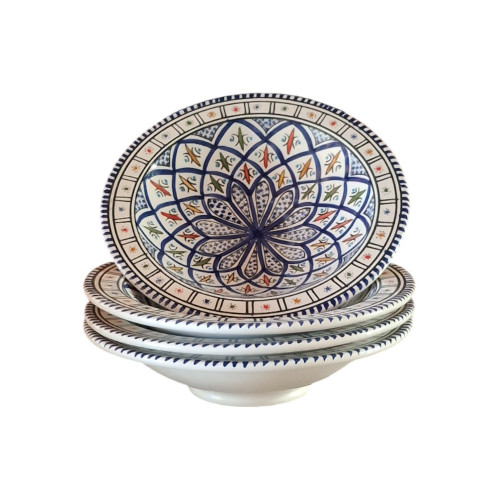 Lot de 4 assiettes creuses Tebsi Bakir bleu - D 23 cm