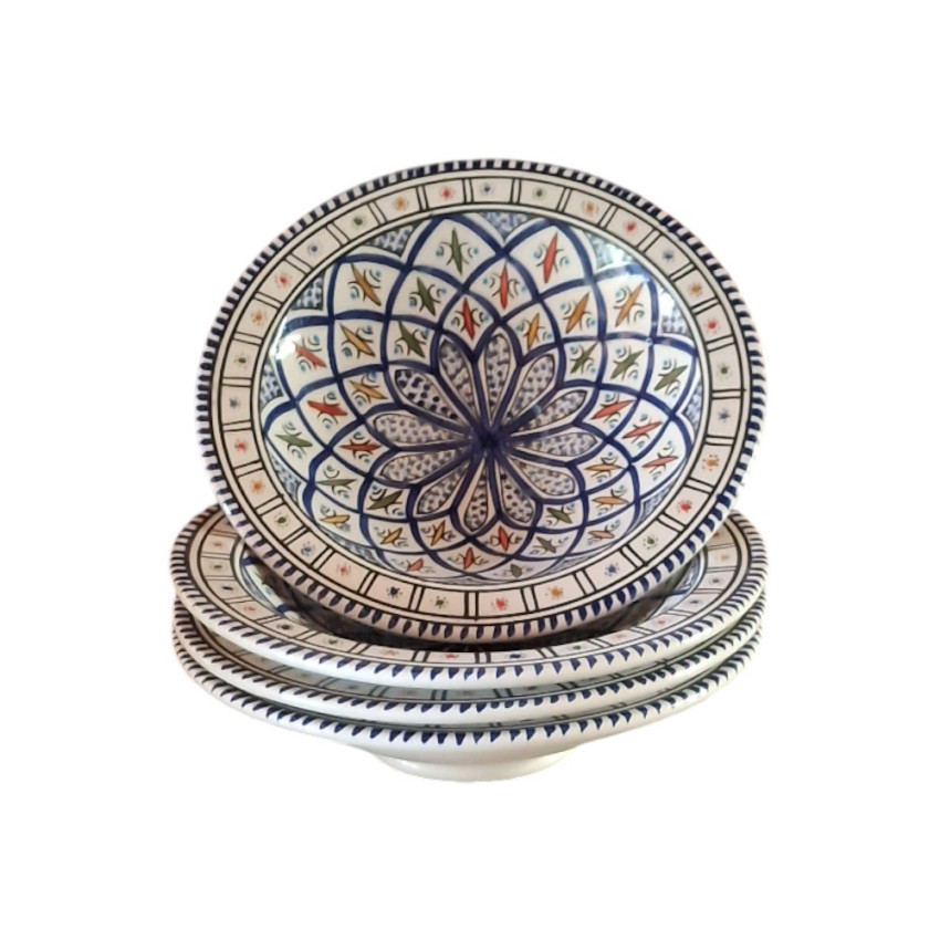 Lot de 4 assiettes creuses Tebsi Bakir bleu - D 23 cm